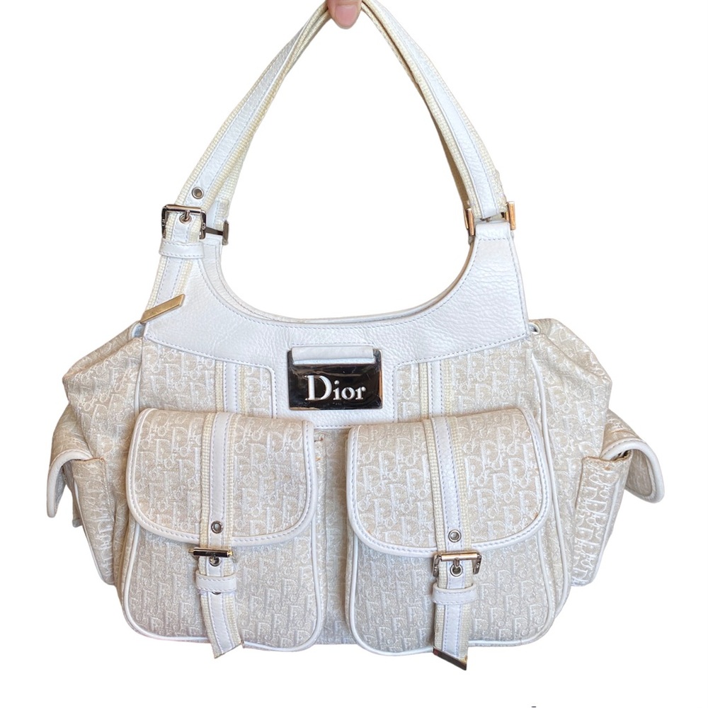 Early 2000s White Dior Diorissimo Cargo Hobo Bag